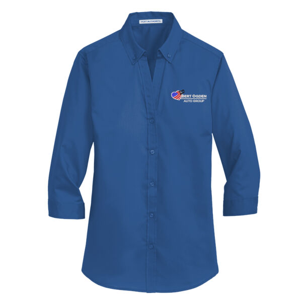 Port Authority® Ladies 3/4-Sleeve SuperPro™ Twill Shirt Thumbnail